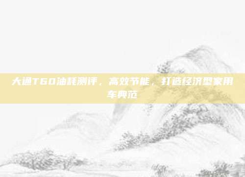 大通T60油耗测评,高效节能,打造经济型家用车典范