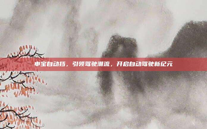 申宝自动挡,引领驾驶潮流,开启自动驾驶新纪元