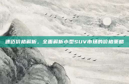 速迈价格解析,全面解析小型SUV市场的价格策略
