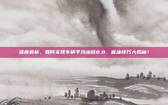 深度解析,如何实现车辆平均油耗8.0,省油技巧大揭秘!