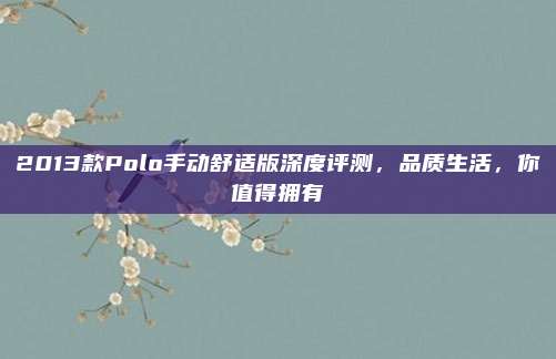 2013款Polo手动舒适版深度评测,品质生活,你值得拥有