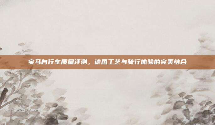 宝马自行车质量评测,德国工艺与骑行体验的完美结合
