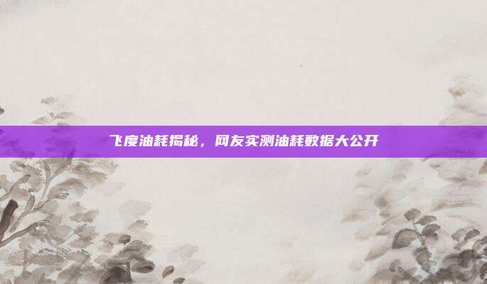 飞度油耗揭秘,网友实测油耗数据大公开