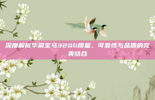 深度解析华晨宝马320li质量,可靠性与品质的完美结合