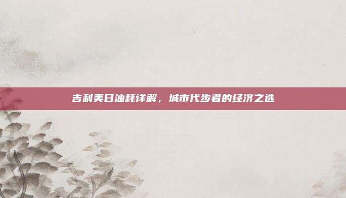 吉利美日油耗详解，城市代步者的经济之选