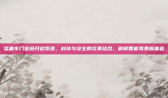 猛禽车门密码开启系统,科技与安全的完美结合,解锁智能驾乘新体验