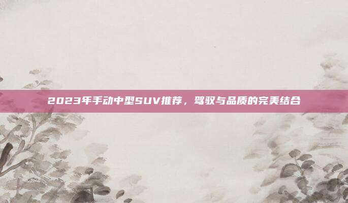 2023年手动中型SUV推荐，驾驭与品质的完美结合