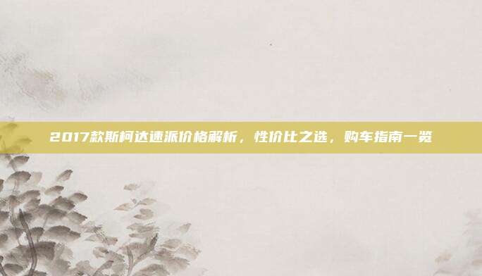 2017款斯柯达速派价格解析,性价比之选,购车指南一览