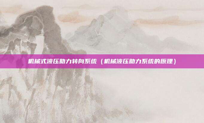 机械式液压助力转向系统（机械液压助力系统的原理）