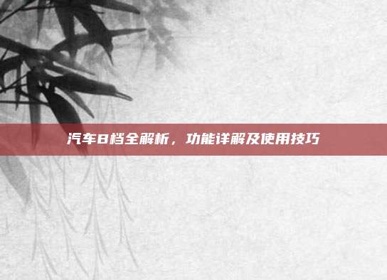 汽车B档全解析,功能详解及使用技巧