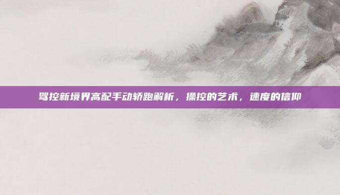 驾控新境界高配手动轿跑解析，操控的艺术，速度的信仰