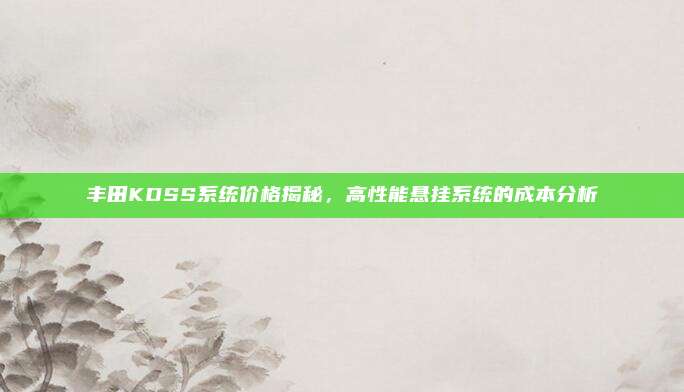 丰田KDSS系统价格揭秘,高性能悬挂系统的成本分析