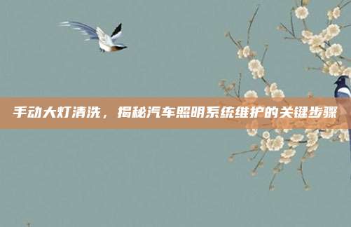手动大灯清洗，揭秘汽车照明系统维护的关键步骤