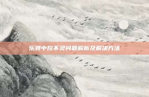 乐骋中控不灵问题解析及解决方法