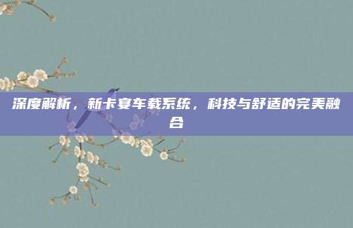 深度解析,新卡宴车载系统,科技与舒适的完美融合