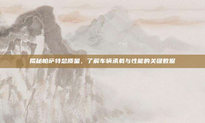 揭秘帕萨特总质量，了解车辆承载与性能的关键数据