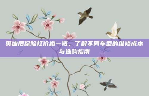 奥迪后保险杠价格一览，了解不同车型的维修成本与选购指南