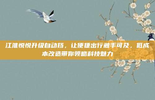 江淮悦悦升级自动挡,让便捷出行触手可及,低成本改造带你领略科技魅力
