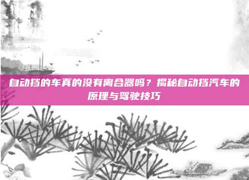 自动挡的车真的没有离合器吗?揭秘自动挡汽车的原理与驾驶技巧