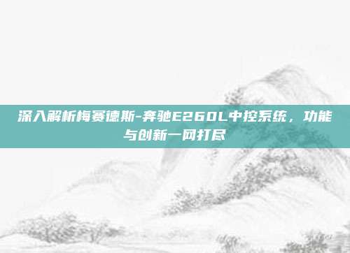 深入解析梅赛德斯-奔驰E260L中控系统,功能与创新一网打尽
