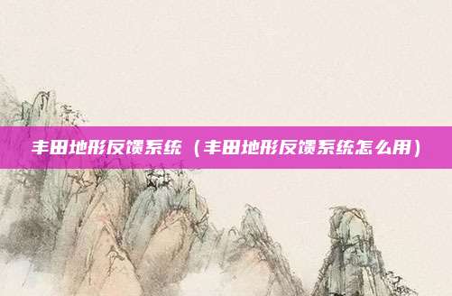 丰田地形反馈系统（丰田地形反馈系统怎么用）