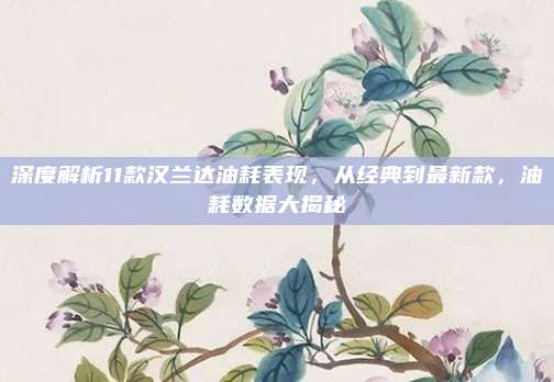 深度解析11款汉兰达油耗表现,从经典到最新款,油耗数据大揭秘