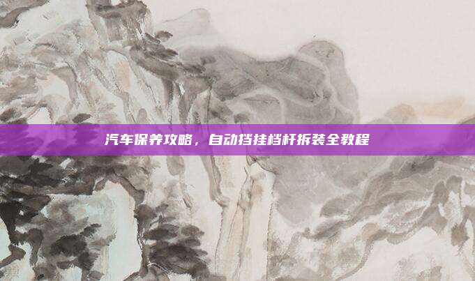 汽车保养攻略，自动挡挂档杆拆装全教程