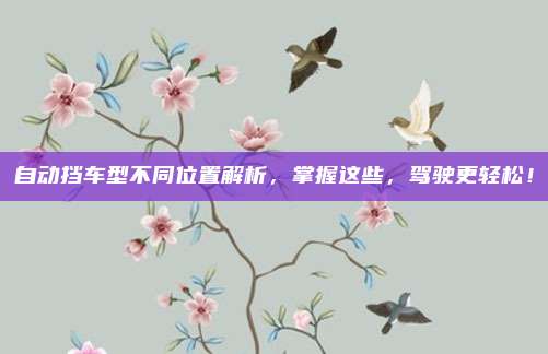 自动挡车型不同位置解析,掌握这些,驾驶更轻松!