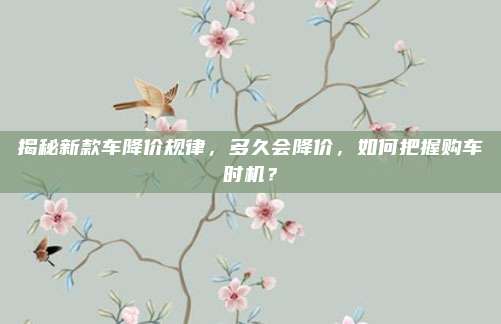 揭秘新款车降价规律，多久会降价，如何把握购车时机？