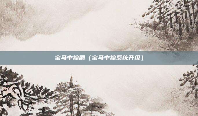 宝马中控刷(宝马中控系统升级)