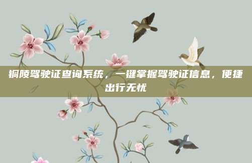 铜陵驾驶证查询系统,一键掌握驾驶证信息,便捷出行无忧