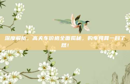 深度解析，高夫车价格全面揭秘，购车预算一目了然！