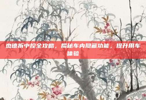 杰德拆中控全攻略,揭秘车内隐藏功能,提升用车体验