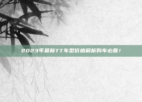 2023年最新TT车型价格解析购车必看！