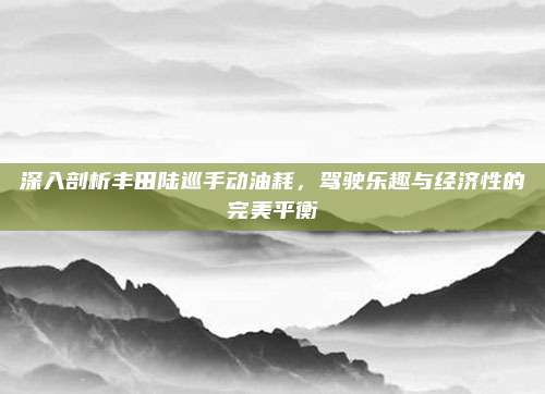 深入剖析丰田陆巡手动油耗,驾驶乐趣与经济性的完美平衡