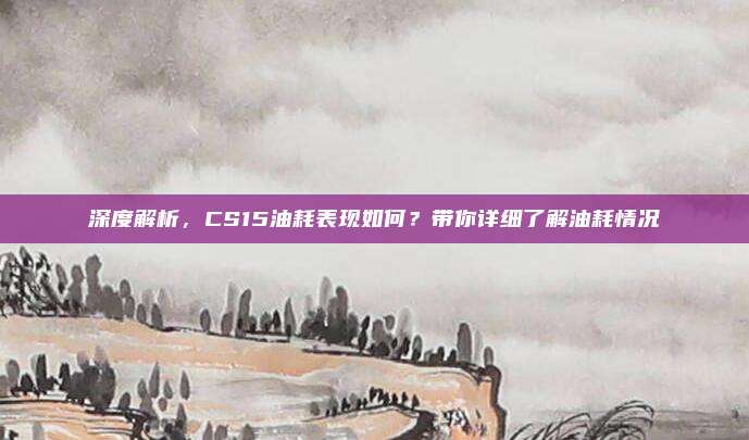深度解析,CS15油耗表现如何?带你详细了解油耗情况