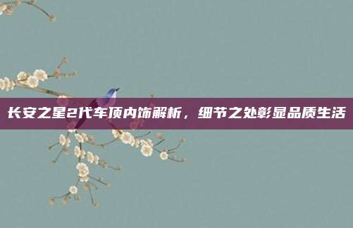 长安之星2代车顶内饰解析，细节之处彰显品质生活