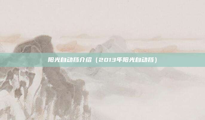 阳光自动挡介绍(2013年阳光自动挡)