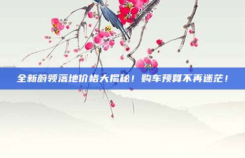 全新蔚领落地价格大揭秘!购车预算不再迷茫!