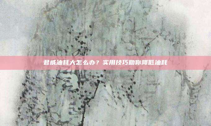 君威油耗大怎么办?实用技巧助你降低油耗