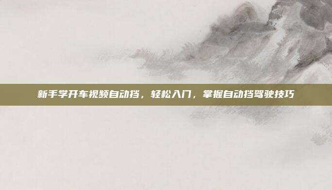 新手学开车视频自动挡,轻松入门,掌握自动挡驾驶技巧