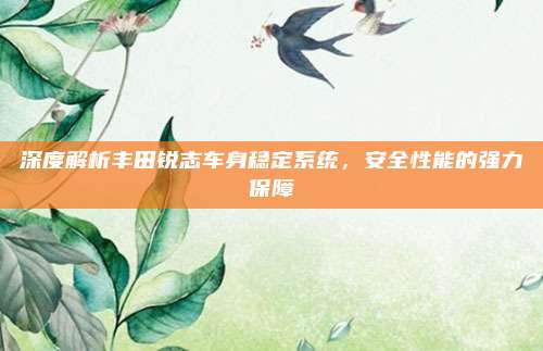 深度解析丰田锐志车身稳定系统,安全性能的强力保障