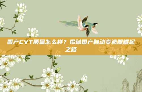 国产CVT质量怎么样?揭秘国产自动变速器崛起之路