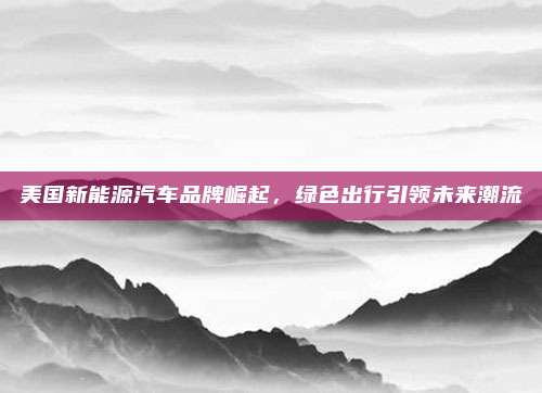 美国新能源汽车品牌崛起,绿色出行引领未来潮流