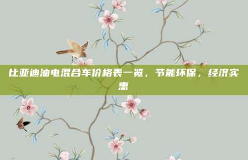 比亚迪油电混合车价格表一览,节能环保,经济实惠