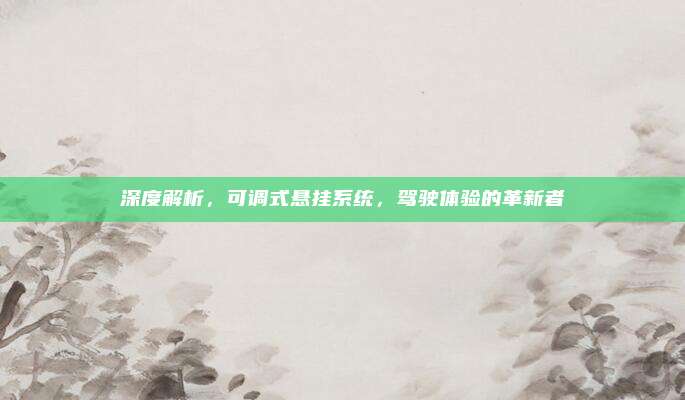 深度解析，可调式悬挂系统，驾驶体验的革新者