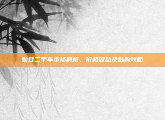勉县二手车市场解析，价格波动及选购攻略