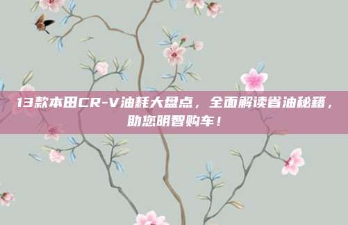 13款本田CR-V油耗大盘点,全面解读省油秘籍,助您明智购车!