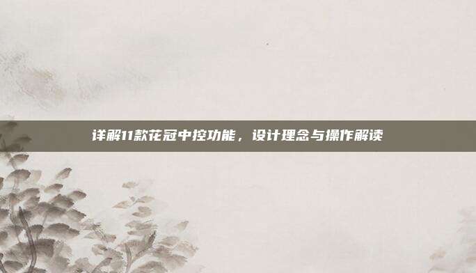 详解11款花冠中控功能，设计理念与操作解读