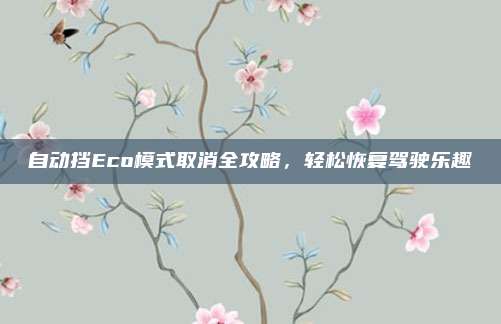 自动挡Eco模式取消全攻略,轻松恢复驾驶乐趣